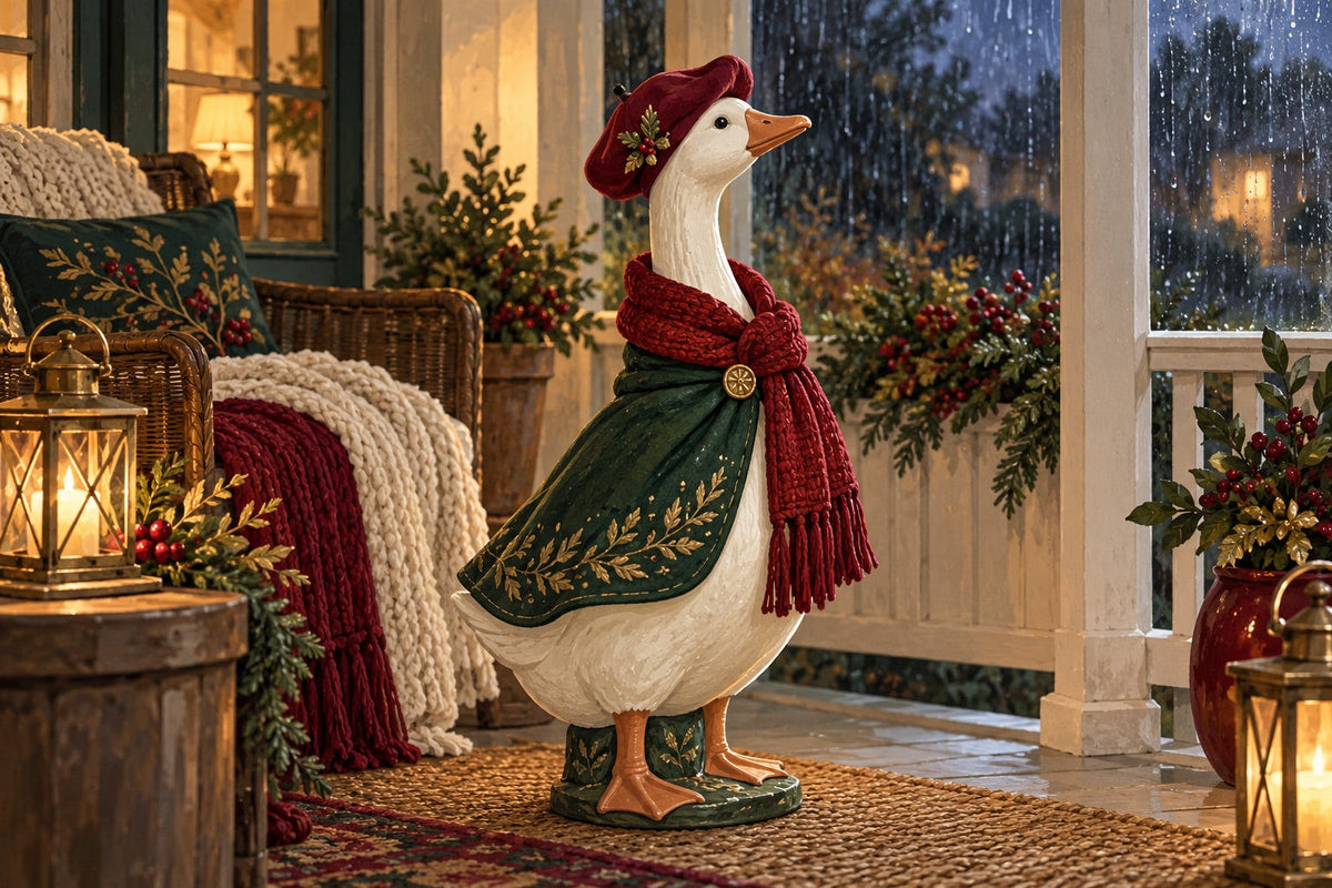 Editorial illustration for Sheltered Porch or Indoors: Where to Display Goose Outfits