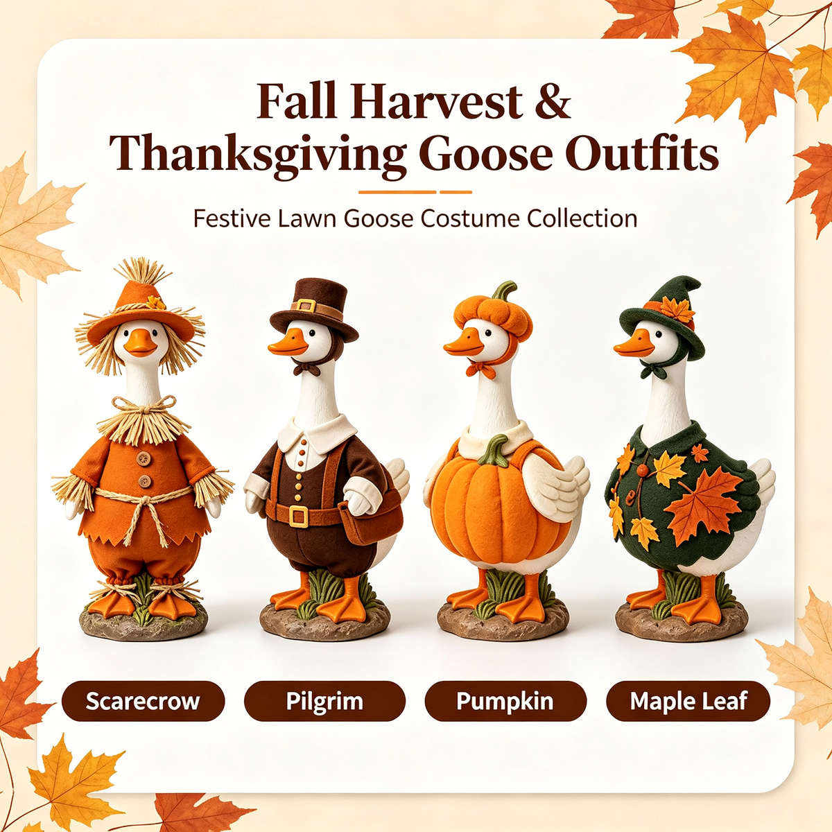 Fall & Thanksgiving Porch Goose Outfits by SkeleGoose