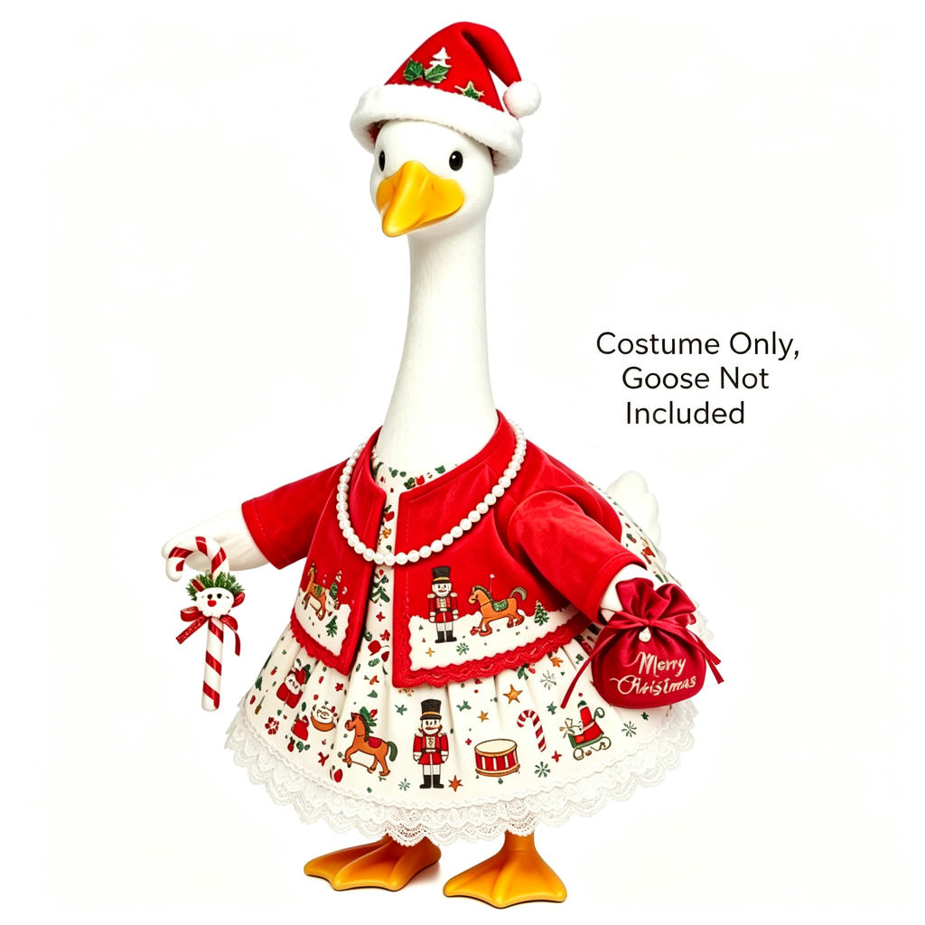 Christmas Porch Goose Outfit, 23 Inch Holiday Dress Costume for Porch Goose Statue (Goose Not Included)