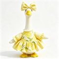 Summer Fresh Vacation‑Style Goose Costume Outfit for 23 Inch Lawn Goose Statue, Lemon‑Print Dress with Oversized Bow, Bright Cheerful Porch Garden Display Decor, Goose Statue NOT Included