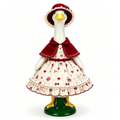 Romantic Valentine Themed Goose Outfit for 23‑Inch Lawn Goose Statue, Decorative Figurine Costume with Rose & Heart Print, Lace‑Trim Hat and Cape, Yard Porch Display Outfit, Goose Statue NOT Included