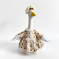 Baking‑Inspired Christmas Goose Outfit for 23‑Inch Lawn Goose Statue, Holiday Figurine Costume with Tree & Candy Cane Print, Ruffled Trim Hat, for Indoor & Outdoor Display, Goose Statue NOT Included