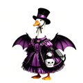 Dark Gothic Lolita‑Style Goose Costume Outfit for 23 Inch Lawn Goose Statue, Spooky Attire with Bat Wings & Top Hat, Whimsical Moody Porch Yard Display Decor, Goose Statue NOT Included
