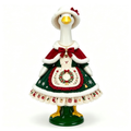 Vintage Christmas Themed Goose Outfit for 23‑Inch Lawn Goose Statue, Holiday Figurine Costume with Wreath Embroidery, Furry‑Trim Hat and Cape, Yard & Porch Display Outfit, Goose Statue NOT Included