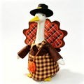 Fall Harvest Farmhouse Goose Outfit for 23‑Inch Lawn Goose Statue, Seasonal Figurine Costume with Pilgrim Hat, Turkey Tail Decor & Pumpkin Pouch, Yard Porch Display Outfit, Goose Statue NOT Included