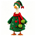 Christmas Tree Goose Costume Outfit for 23 Inch Lawn Goose Statue, Festive Tree‑Shaped Clothing with Elf Hat & Scarf, Farmhouse Porch Garden Decor, Goose Statue NOT Included