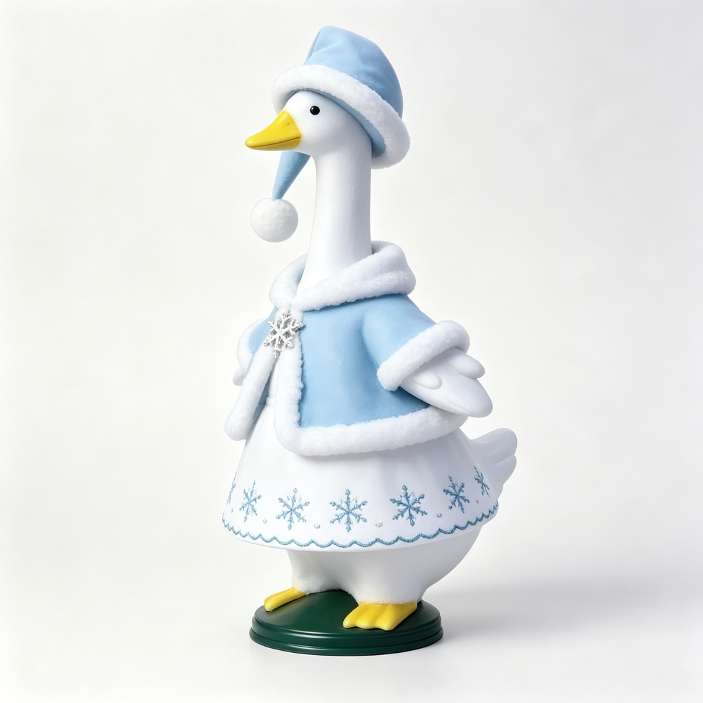 Winter Snow‑Theme Goose Costume Outfit for 23 Inch Lawn Goose Statue, Light‑Blue Cape & Snowflake Accents, Cool‑Toned Cold‑Season Porch Yard Display Decor, Goose Statue NOT Included