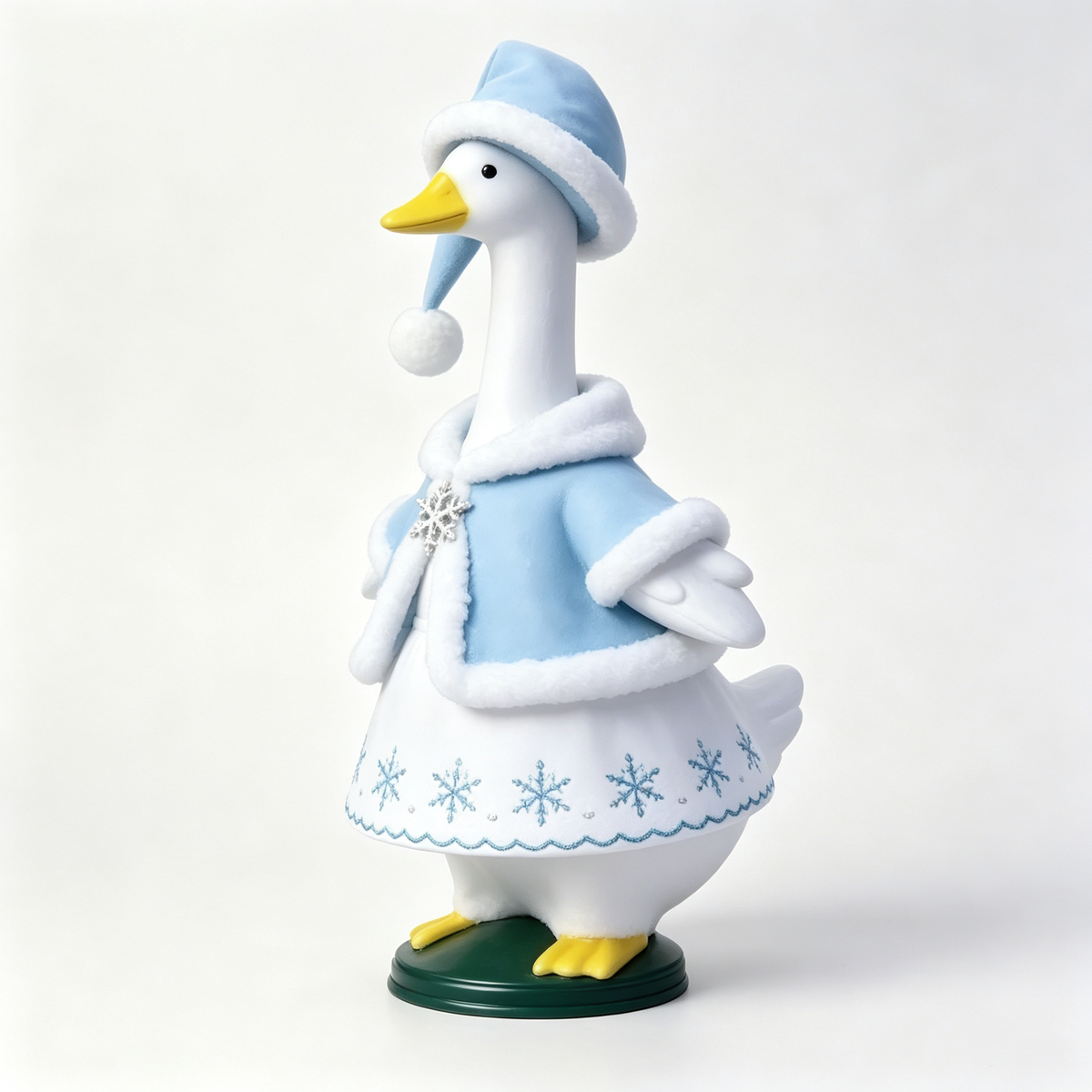 Winter Snow‑Theme Goose Costume Outfit for 23 Inch Lawn Goose Statue, Light‑Blue Cape & Snowflake Accents, Cool‑Toned Cold‑Season Porch Yard Display Decor, Goose Statue NOT Included
