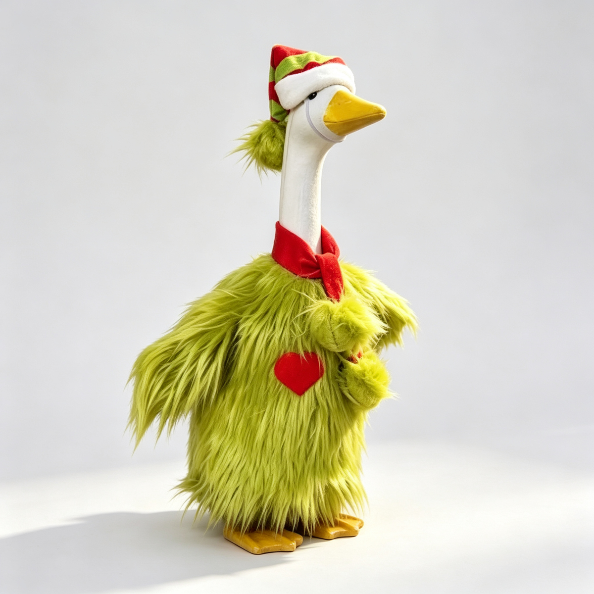Fun Whimsical Goose Costume Outfit for 23 Inch Lawn Goose Statue, Playful Grinch‑Style Themed Outfit with Striped Hat & Neck Scarf, Quirky Porch Yard Display Decor, Goose Statue NOT Included