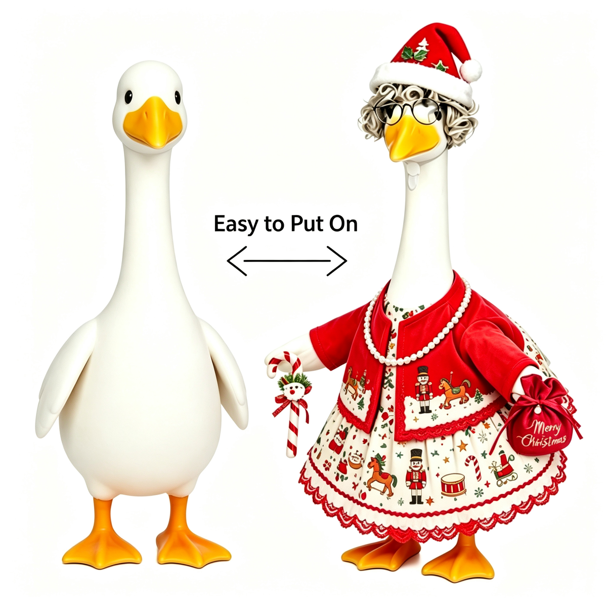 Christmas Porch Goose Outfit, 23 Inch Holiday Dress Costume for Porch Goose Statue (Goose Not Included)