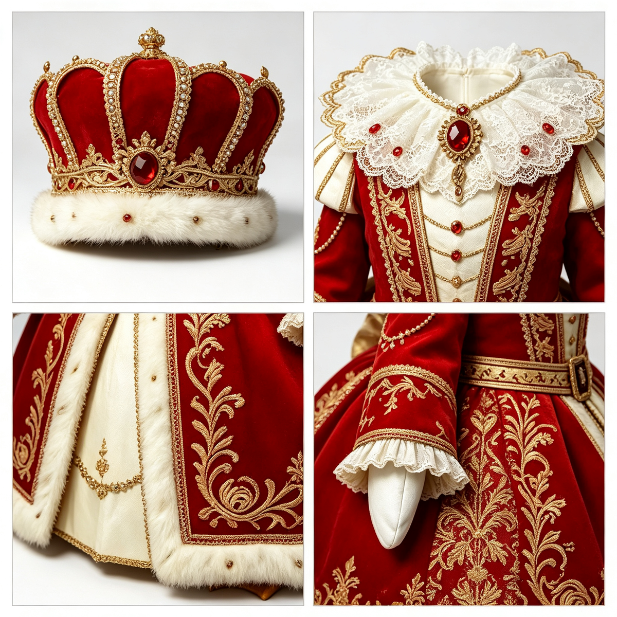 Royal King‑Inspired Goose Costume Outfit for 23 Inch Lawn Goose Statue, Regal Red‑Gold Robe with Ornate Crown, Majestic Porch & Manor Yard Display Decor, Goose Statue NOT Included
