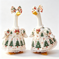 23" Porch Goose Christmas Outfit, Tree‑Snowflake Dress w/ Bow & Bell, Statue Not Included