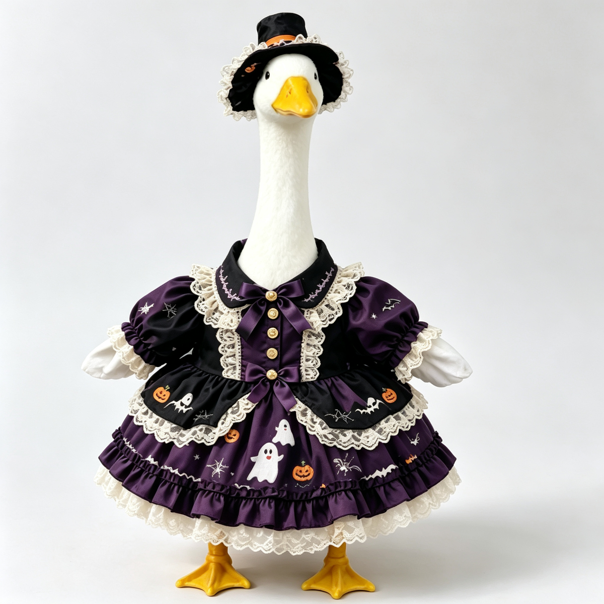 Porch Goose Outfits Halloween, 23‑Inch Lawn Goose Costume, Seasonal Yard Decor Outdoor Holiday Decoration, Halloween Lawn Ornaments Thanksgiving Porch Decor, Goose Statue Not Included