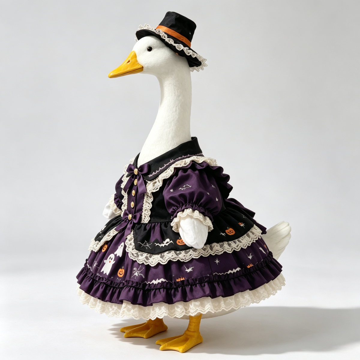 Porch Goose Outfits Halloween, 23‑Inch Lawn Goose Costume, Seasonal Yard Decor Outdoor Holiday Decoration, Halloween Lawn Ornaments Thanksgiving Porch Decor, Goose Statue Not Included