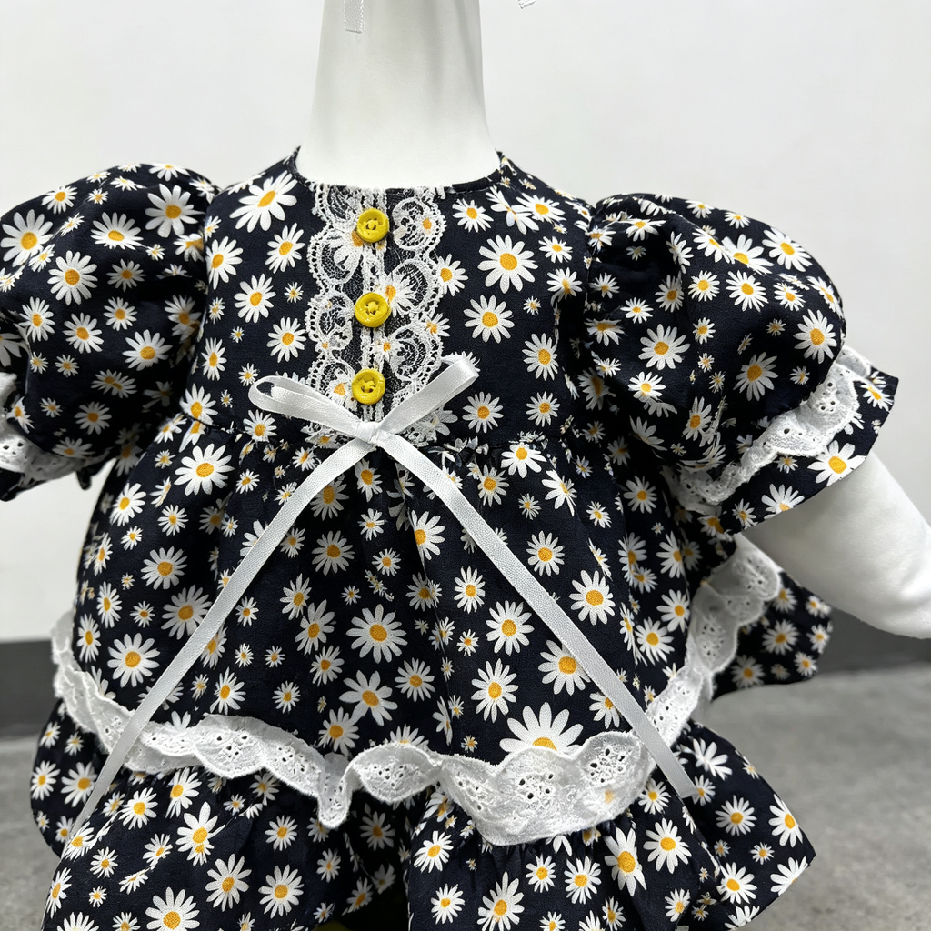 Porch Goose Outfit, Daisy Print Lace Dress with Sun Hat Set, 23 Inch Lawn Goose Clothes for Yard Patio Porch Outdoor Spring Summer Decor