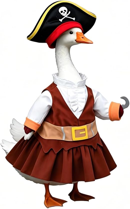 Porch Goose Outfit for 23 Inch Lawn Goose Statue, Holiday Costume Set with Hat & Dress, Halloween Farmhouse Themed Yard Patio Decor, Goose Statue NOT Included