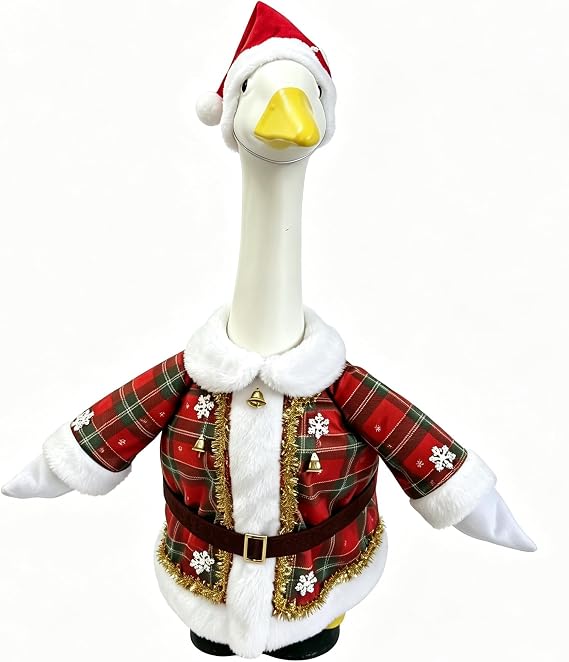 SkeleGoose Christmas Porch Goose Outfit 23 Inch Costume The Santa Clause Tree Dress House Holiday Themed Decor Onesie【Not Include Goose Statue】