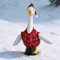 Ugly Sweater Porch Goose Outfit for 23 Inch Lawn Goose Statue, Christmas Costume Set with Printed Vest & Soft Plush Elf Hat, Christmas Tree Gift Snowflake Pattern, Goose Statue Not Included