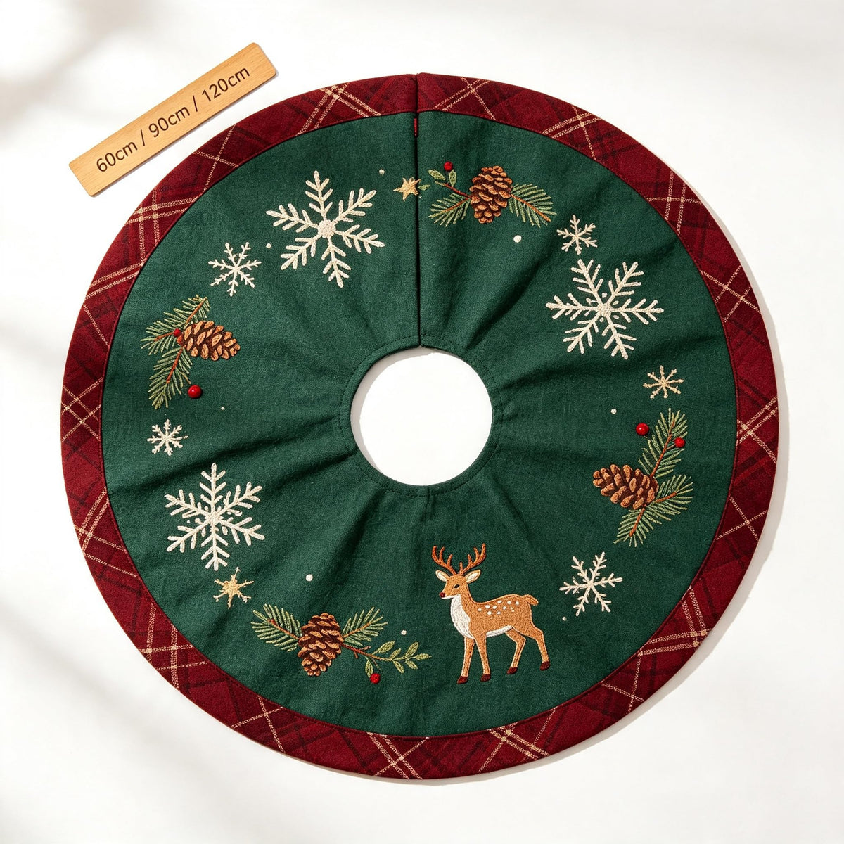 Add warm festive vibes to your holiday home with our red printed Christmas Tree Skirt.