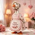 Valentine’s Day Porch Goose Outfit, Cute Heart Rose Dress Bonnet Set for 23‑Inch Lawn Goose Statue, Romantic Farmhouse Yard Decor, Goose Figure Not Included